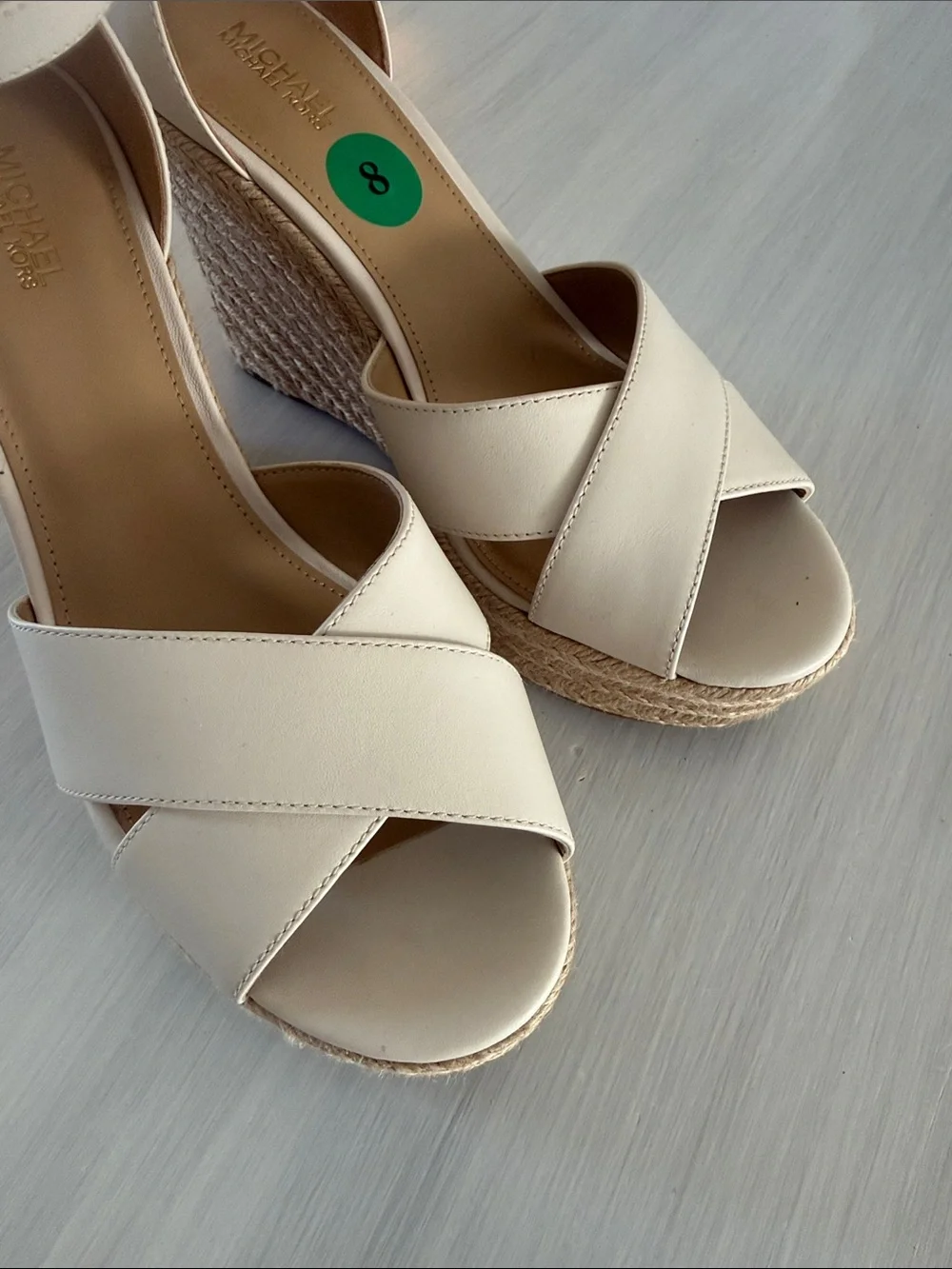 Michael Kors Cream Ankle-Strap Wedge Sandals size 8